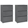 Buy 2 Grey Bedside Cabinets - Solid Pine Wood 40x29.5x64 cm