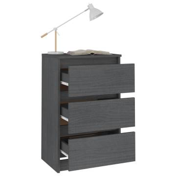 Buy 2 Grey Bedside Cabinets - Solid Pine Wood 40x29.5x64 cm