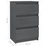 Buy 2 Grey Bedside Cabinets - Solid Pine Wood 40x29.5x64 cm