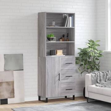 Stylish Highboard Grey Sonoma - Engineered Wood Storage