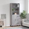 Highboard Grey Sonoma 69.5x34x180 cm Engineered Wood Colour grey sonoma Quantity in Package 1 Model 1 door 3 drawers 