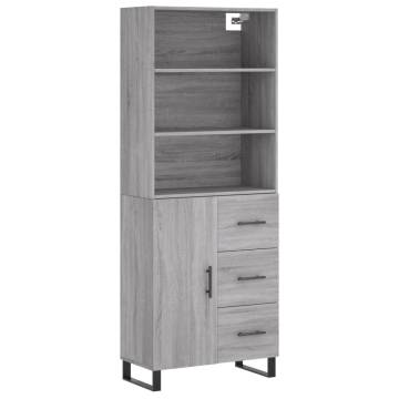 Stylish Highboard Grey Sonoma - Engineered Wood Storage