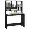 High Gloss Black Desk with Shelf - 110x45x157 cm