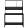 High Gloss Black Desk with Shelf - 110x45x157 cm