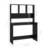 High Gloss Black Desk with Shelf - 110x45x157 cm