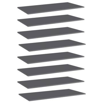 High Gloss Grey Bookshelf Boards - 8 pcs | Hipomarket UK