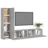 4 Piece Concrete Grey TV Cabinet Set | Stylish Storage Solution