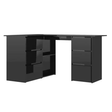 Corner Desk High Gloss Black - Stylish & Space-Saving