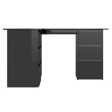 Corner Desk High Gloss Black - Stylish & Space-Saving