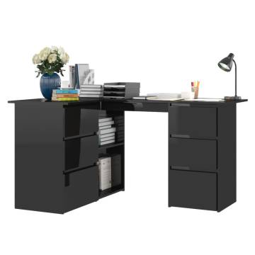 Corner Desk High Gloss Black - Stylish & Space-Saving