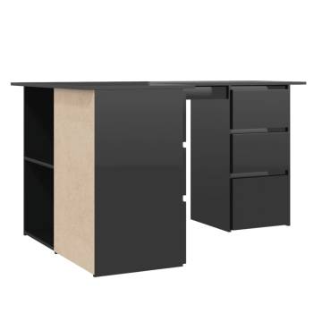 Corner Desk High Gloss Black - Stylish & Space-Saving