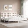 White Super King Size Solid Wood Bed Frame with Headboard