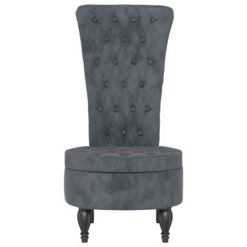 High Back Chair - Dark Grey Velvet Button Design | Hipo Market