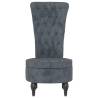 High Back Chair - Dark Grey Velvet Button Design | Hipo Market