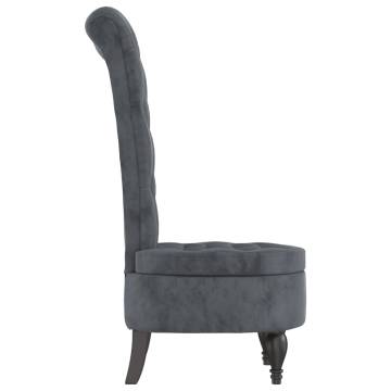 High Back Chair - Dark Grey Velvet Button Design | Hipo Market