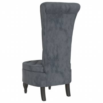 High Back Chair - Dark Grey Velvet Button Design | Hipo Market