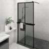 Black Walk-in Shower Wall with Shelf 90x195 cm - Modern Design