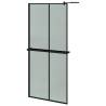 Black Walk-in Shower Wall with Shelf 90x195 cm - Modern Design