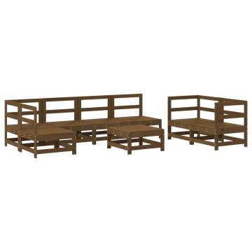 8 Piece Garden Lounge Set - Honey Brown Solid Pine Wood