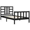 Black Bed Frame with Headboard - 100x200 cm Solid Wood