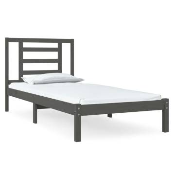 Grey Solid Wood Pine Bed Frame 100x200 cm - Modern Design