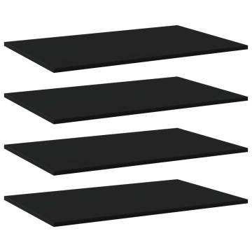 Black Bookshelf Boards - 4 pcs Engineered Wood - 80x50 cm