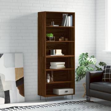 Stylish Highboard Brown Oak 69.5x32.5x180 cm | Hipo Market