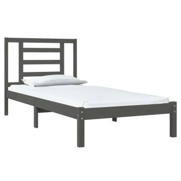 Grey Solid Wood Pine Bed Frame 100x200 cm - Modern Design