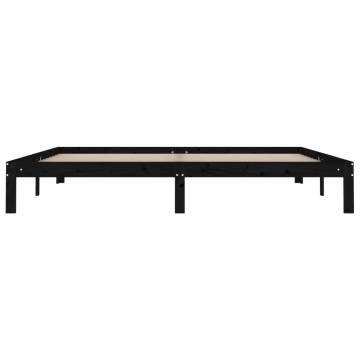 Black Solid Wood Pine Bed Frame 200x200 cm | HipoMarket