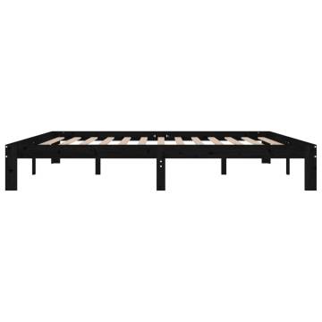 Black Solid Wood Pine Bed Frame 200x200 cm | HipoMarket