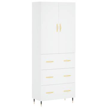 Elegant White Highboard | 69.5x34x180 cm Engineered Wood