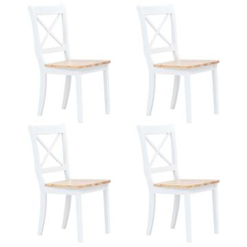 5 Piece Dining Set - Solid Rubber Wood in White & Brown