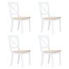 5 Piece Dining Set - Solid Rubber Wood in White & Brown