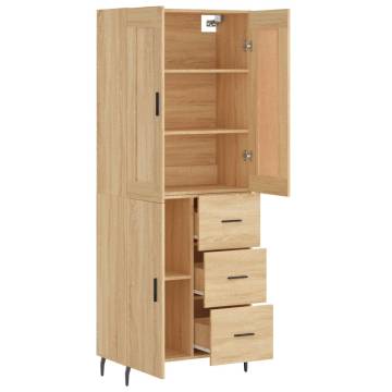 Stylish Highboard in Sonoma Oak - 69.5x34x180 cm