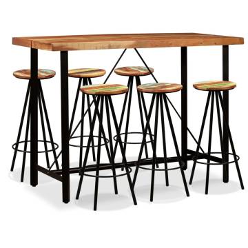 Stylish 7-Piece Bar Set - Solid Acacia & Reclaimed Wood