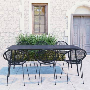 7 Piece Outdoor Dining Set - Stylish Black PVC Rattan