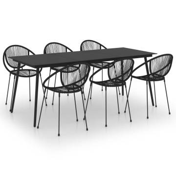 7 Piece Outdoor Dining Set - Stylish Black PVC Rattan