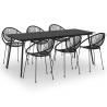 7 Piece Outdoor Dining Set - Stylish Black PVC Rattan