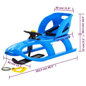 Blue Sledge with Seat & Wheel - Safe Fun for Kids | HipoMarket