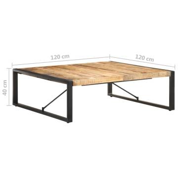 Industrial Coffee Table 120x120 cm - Unique Rough Mango Wood