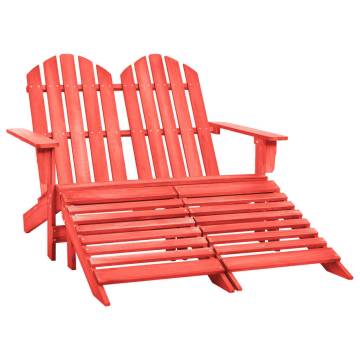 2-Seater Adirondack Chair & Ottoman - Red Fir Wood