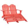 2-Seater Garden Adirondack Chair&Ottoman Fir Wood Red Colour red Quantity in Package 1 