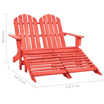 2-Seater Adirondack Chair & Ottoman - Red Fir Wood