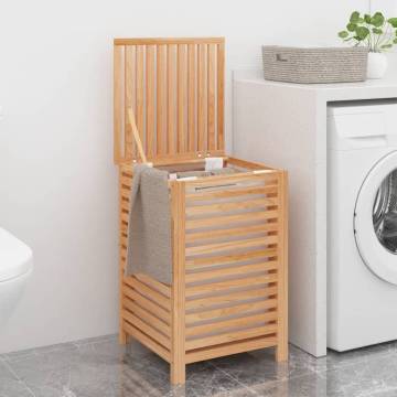 Stylish Solid Wood Walnut Laundry Basket | 45x45x65 cm