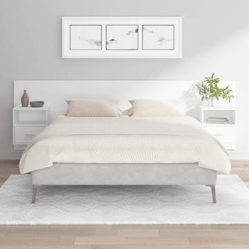 Stylish White Engineered Wood Bed Headboard with Cabinets