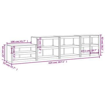 Outdoor Kitchen Cabinets - 4 pcs Black Solid Pine Wood