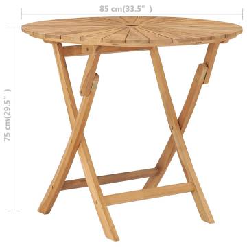 Folding Garden Table Ø 85 cm - Solid Teak Wood | HipoMarket