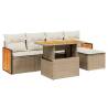 6 Piece Beige Garden Sofa Set with Cushions | Hipomarket UK