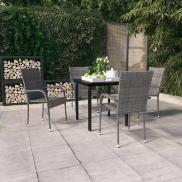 5 Piece Grey and Black Garden Dining Set | Hipomarket