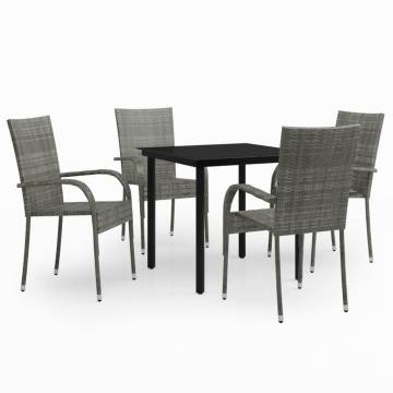 5 Piece Grey and Black Garden Dining Set | Hipomarket